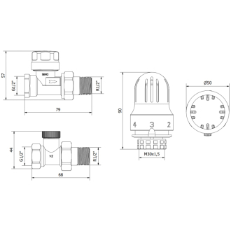 Mexen G04 priama termostatická sada, nikel - W914-012-948-01