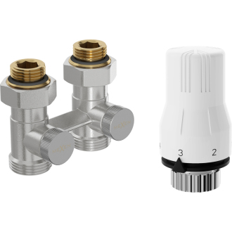 Mexen G02 sada termostatická dvojrúrková DN50, priama 1/2"x3/4", nikel - W912-012-928-01