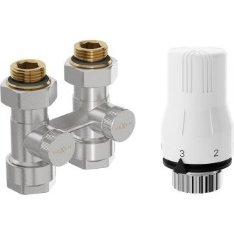 Mexen G02 sada termostatická dvojrúrková DN50, priama 1/2" x16 mm, nikel - W912-016-928-01