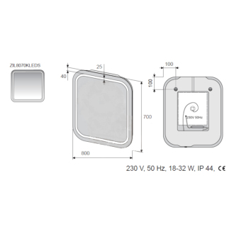 Zrkadlo LED 80x70, senzor, IP44 ZIL8070KLEDS