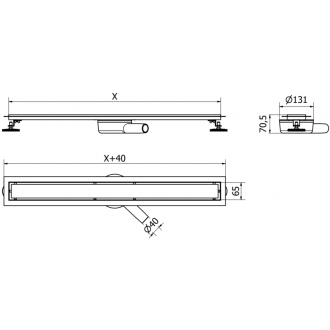 Mexen Flat 360° M03 otočný odtokový žľab 100 cm chróm - 1022100-40