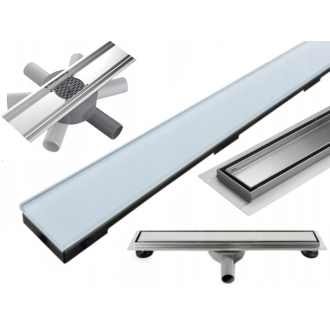Mexen Flat 360 ° MGW otočný odtokový žľab 80 cm biele sklo - 1027080-40