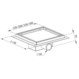 Mexen FLAT 12 Štvorcový odtokový žľab 12x12 cm, inox 1010012