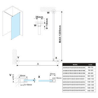 ESCA číre sklo 800x2100mm ES1080