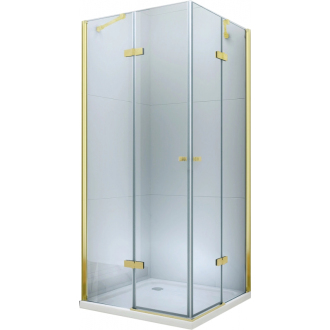 Mexen Roma Duo sklopná sprchová kabína 90 x 90 cm, priehľadná, zlatá - 854-090-090-50-00-02