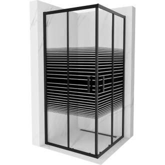 Mexen Rio štvorcová sprchová kabína 90 x 90 cm, pruhy, čierna - 860-090-090-70-20
