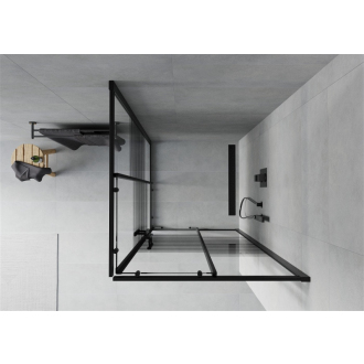 Mexen Rio štvorcová sprchová kabína 90 x 90 cm, pruhy, čierna - 860-090-090-70-20