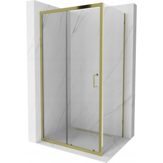 Mexen Apia výsuvná sprchová kabína 130 x 90 cm, priehľadná, zlatá - 840-130-090-50-00