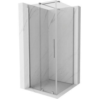 Mexen Velar výsuvná sprchová kabína 100 x 100 cm, transparentná, chróm - 871-100-100-01-01