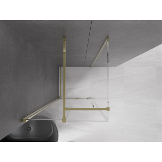 Mexen Velar výsuvná sprchová kabína 90 x 90 cm, priehľadná, zlatá - 871-090-090-01-50
