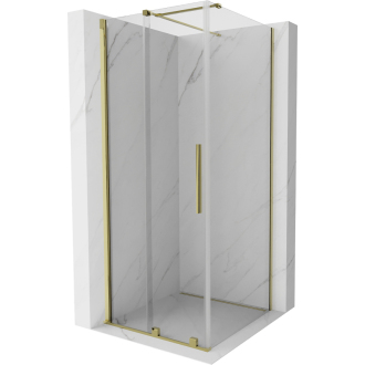 Mexen Velar výsuvná sprchová kabína 120 x 120 cm, priehľadná, zlatá - 871-120-120-01-50