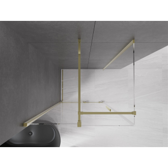 Mexen Velar výsuvná sprchová kabína 130 x 100 cm, priehľadná, zlatá - 871-130-100-01-50