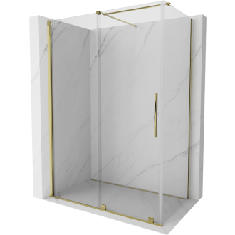 Mexen Velar výsuvná sprchová kabína 140 x 80 cm, priehľadná, zlatá - 871-140-080-01-50