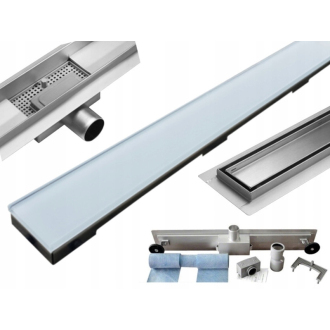 Mexen Flat MGW odtokový žľab 90 cm biele sklo - 1027090-15