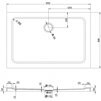 Mexen Lima skladací sprchovací kút 80 x 90 cm, transparentná, zlatá + plochá sprchová vanička - 856-080-090-50-00-4010