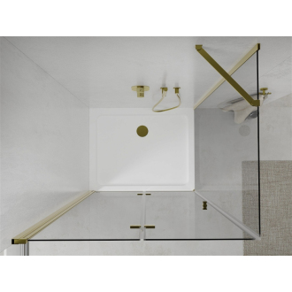 Mexen Lima skladací sprchovací kút 100 x 80 cm, transparentná, zlatá + plochá sprchová vanička - 856-100-080-50-00-4010