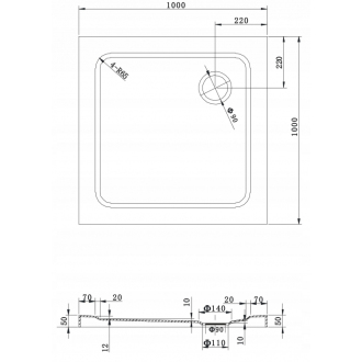 Mexen Lima skladací sprchovací kút 100 x 100 cm, transparentná, zlatá + plochá sprchová vanička - 856-100-100-50-00-4010