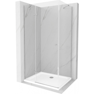 Mexen Roma sklopná sprchová kabína 70 x 80 cm, transparentná, chróm + plochá sprchová vanička - 854-070-080-01-00-4010