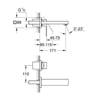 GROHE EUROCUBE 19895000 2-otvorová umývadlová batéria
