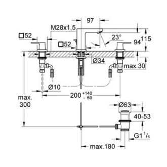 GROHE EUROCUBE 20351000 3-otvorová umývadlová batéria