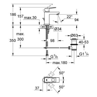 GROHE EUROCUBE 23127000 umývadlová batéria s výpustou