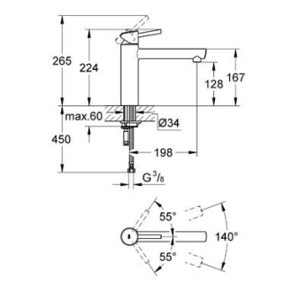 GROHE CONCETTO NEW 31128001 drezová stojanková batéria, chróm