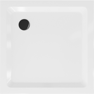 Mexen Flat štvorcová sprchová vanička slim 90 x 90 cm, biela, čierny sifón - 40109090B
