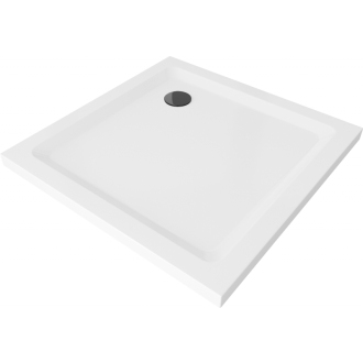 Mexen Flat štvorcová sprchová vanička slim 100 x 100 cm, biela, čierny sifón - 40101010B