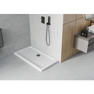 Mexen Flat obdĺžniková tenká sprchová vanička 80 x 70 cm, biela, čierny sifón - 40107080B