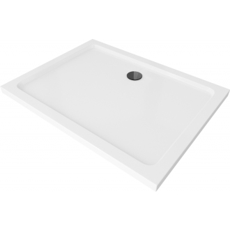 Mexen Flat štíhla obdĺžniková sprchová vanička 90 x 70 cm, biela, čierny sifón - 40107090B