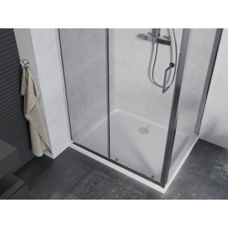 Mexen Apia výsuvná sprchová kabína 130 x 70 cm, transparentná, chróm + plochá sprchová vanička - 840-130-070-01-00-4010