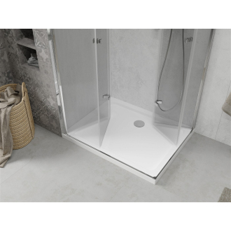 Mexen Lima Duo skladací sprchovací kút 90 x 80 cm, transparentný, chróm + plochá sprchová vanička - 856-090-080-01-02-4010