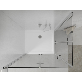 Mexen Lima Duo skladací sprchovací kút 90 x 80 cm, transparentný, chróm + plochá sprchová vanička - 856-090-080-01-02-4010