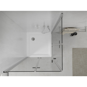 Mexen Lima Duo skladací sprchovací kút 100 x 90 cm, transparentný, chróm + plochá sprchová vanička - 856-100-090-01-02-4010