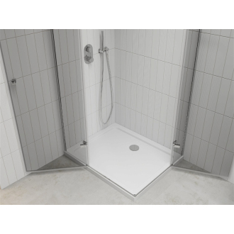Mexen Roma Duo vyklápacia sprchová kabína 90 x 80 cm, transparentná, chróm + plochá sprchová vanička - 854-090-080-01-02-4010