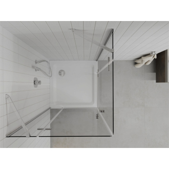 Mexen Roma Duo vyklápacia sprchová kabína 90 x 80 cm, transparentná, chróm + plochá sprchová vanička - 854-090-080-01-02-4010