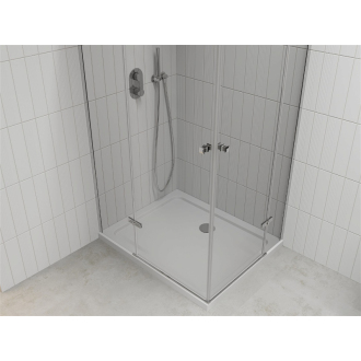 Mexen Roma Duo vyklápacia sprchová kabína 100 x 90 cm, transparentná, chróm + Plochá sprchová vanička - 854-100-090-01-02-4010