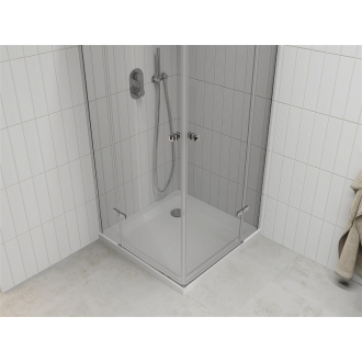 Mexen Roma Duo vyklápacia sprchová kabína 100 x 90 cm, transparentná, chróm + Plochá sprchová vanička - 854-100-090-01-02-4010