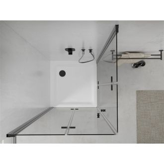 Mexen Lima Duo skladací sprchovací kút 70 x 70 cm, transparentná, čierna + plochá sprchová vanička - 856-070-070-70-02-4010B