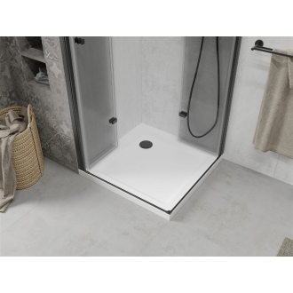 Mexen Lima Duo skladací sprchovací kút 70 x 70 cm, transparentná, čierna + plochá sprchová vanička - 856-070-070-70-02-4010B
