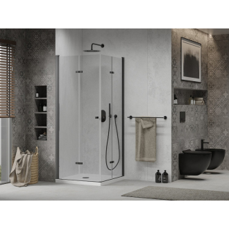Mexen Lima Duo skladací sprchovací kút 70 x 70 cm, transparentná, čierna + plochá sprchová vanička - 856-070-070-70-02-4010B