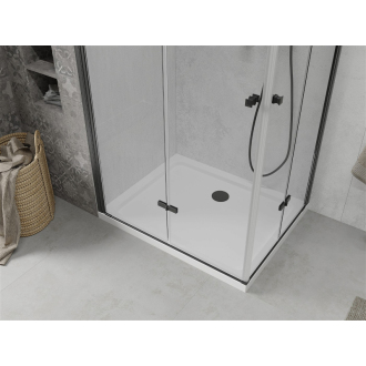 Mexen Lima Duo skladací sprchovací kút 100 x 90 cm, transparentná, čierna + plochá sprchová vanička - 856-100-090-70-02-4010B