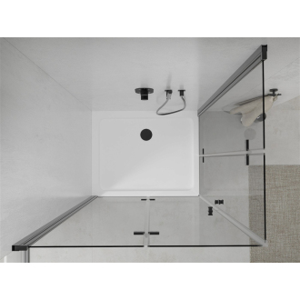 Mexen Lima Duo skladací sprchovací kút 100 x 90 cm, transparentná, čierna + plochá sprchová vanička - 856-100-090-70-02-4010B