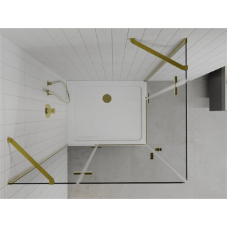 Mexen Roma Duo vyklápacia sprchová kabína 100 x 90 cm, priehľadná, zlatá + plochá sprchová vanička - 854-100-090-50-02-4010G