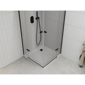Mexen Roma Duo vyklápacia sprchová kabína 70 x 70 cm, transparentná, čierna + plochá sprchová vanička - 854-070-070-70-02-4010B