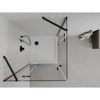 Mexen Roma Duo vyklápacia sprchová kabína 90 x 90 cm, priehľadná, čierna + plochá sprchová vanička - 854-090-090-70-02-4010B
