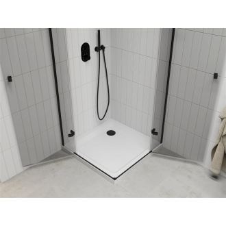 Mexen Roma Duo vyklápacia sprchová kabína 90 x 90 cm, priehľadná, čierna + plochá sprchová vanička - 854-090-090-70-02-4010B