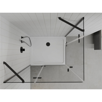 Mexen Roma Duo vyklápacia sprchová kabína 90 x 80 cm, transparentná, čierna + plochá sprchová vanička - 854-090-080-70-02-4010B