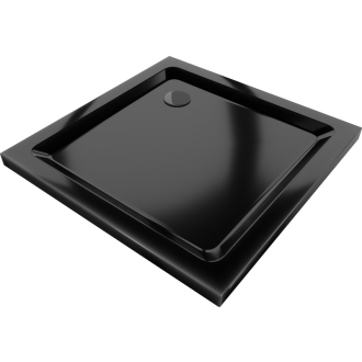 Mexen Flat štvorcová sprchová vanička slim 90 x 90 cm, čierna, čierny sifón - 40709090B