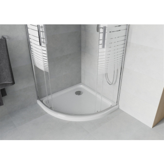 Sprchovací kút Mexen Rio polkruhový 80 x 80 cm, pruhy, chróm + Sprchová vanička plochá, biela - 863-080-080-01-20-4110